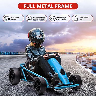 Kids Ride on Go Kart, 24v Electric Ride-on Racing Toy with Dual 300w Motors