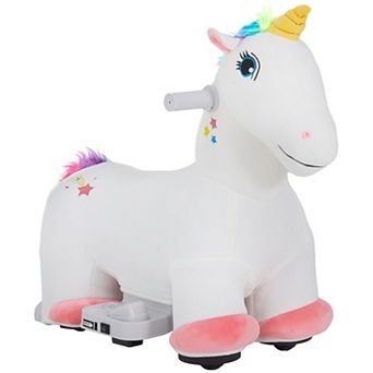 Qaba 6V Kids Electric Ride on Unicorn w/ Music Forward