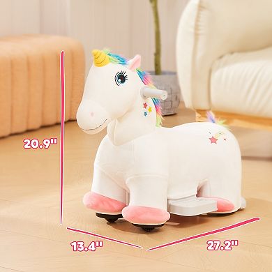 Qaba 6V Kids Electric Ride on Unicorn w/ Music Forward