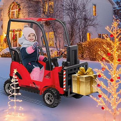 12V Kids Ride On Forklift Truck with Remote Control, Electric Construction Toy Car w/Liftable Fork