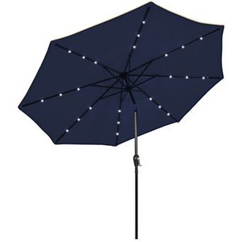 9 Feet Solar LED Lighted Patio Market Umbrella with Tilt Adjustment without Base