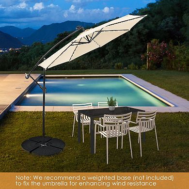 10 Feet Solar Offset Hanging Umbrella with 40 Lamp Beads and Solar Panel
