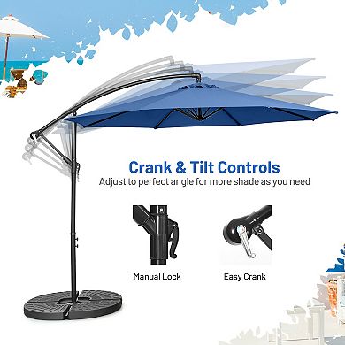 10 Foot Offset Umbrella with 8 Ribs Cantilever and Cross Base