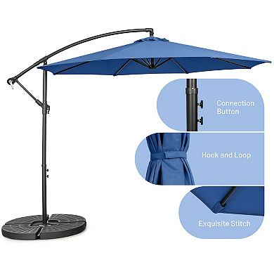 10 Foot Offset Umbrella with 8 Ribs Cantilever and Cross Base