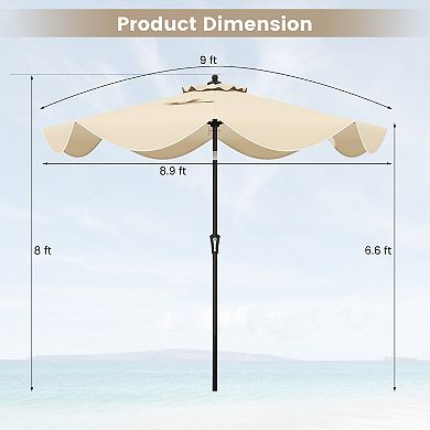9 FT Patio Umbrella with Crank Handle and Push Button Tilt