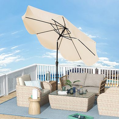 9 FT Patio Umbrella with Crank Handle and Push Button Tilt