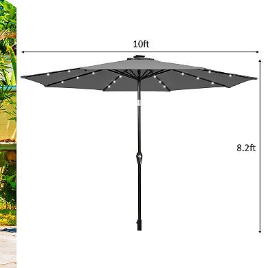 10 Foot Patio Umbrella with Solar LED Lights
