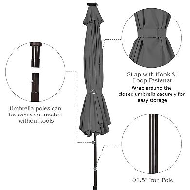 10 Foot Patio Umbrella with Solar LED Lights