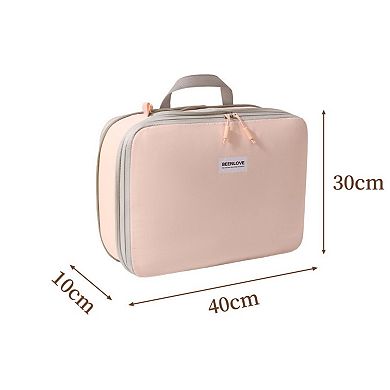 Travel Toiletry Bag Organizer with Handle and Dual Zipper Compartments
