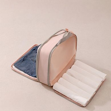 Travel Toiletry Bag Organizer with Handle and Dual Zipper Compartments