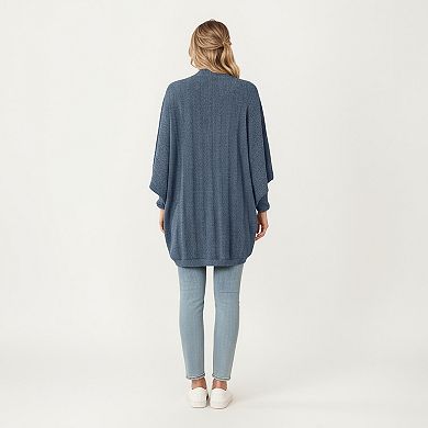 Women's Open Front Knit Cardigan with Dolman Sleeves and Relaxed Fit