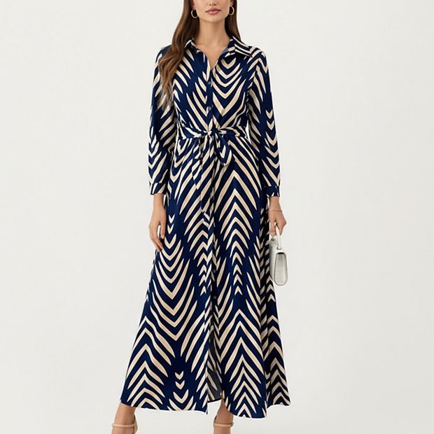chinese dress ladies Zenya Chevron Maxi Dress #D714 Multicolor / S