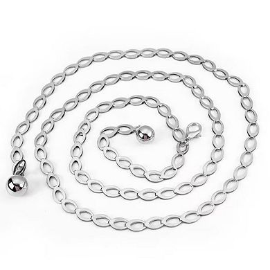 Women's Chain Belt with Oval Link Design and Hanging Ball Accents