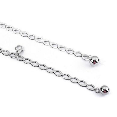 Women's Chain Belt with Oval Link Design and Hanging Ball Accents