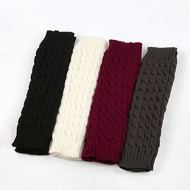 Women's Cable Knit Leg Warmers with Ribbed Cuffs