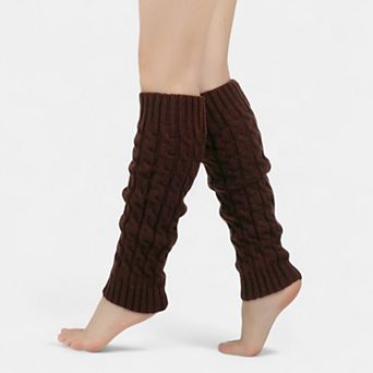 Women's Cable Knit Leg Warmers with Ribbed Cuffs