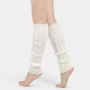 Women's Cable Knit Leg Warmers with Ribbed Cuffs