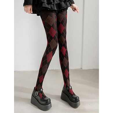 Women's Classic Argyle Pattern Knit Tights with Stretch Fit