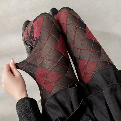 Women's Classic Argyle Pattern Knit Tights with Stretch Fit