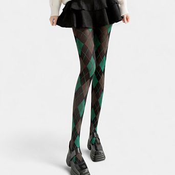 Women's Classic Argyle Pattern Knit Tights with Stretch Fit