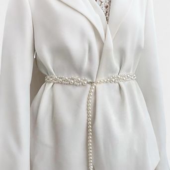 Women's Faux Pearl Beaded Waist Chain Belt with Clustered Design and Adjustable Length