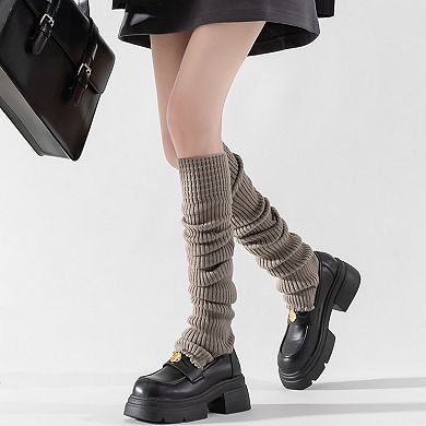 Women's Ribbed Knit Stirrup Leg Warmers with Slouch Fit