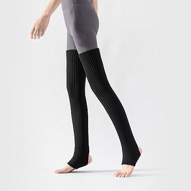 Women's Ribbed Knit Stirrup Leg Warmers with Slouch Fit