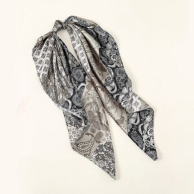 Women's Paisley Print Satin Square Scarf with Dual-Tone Design