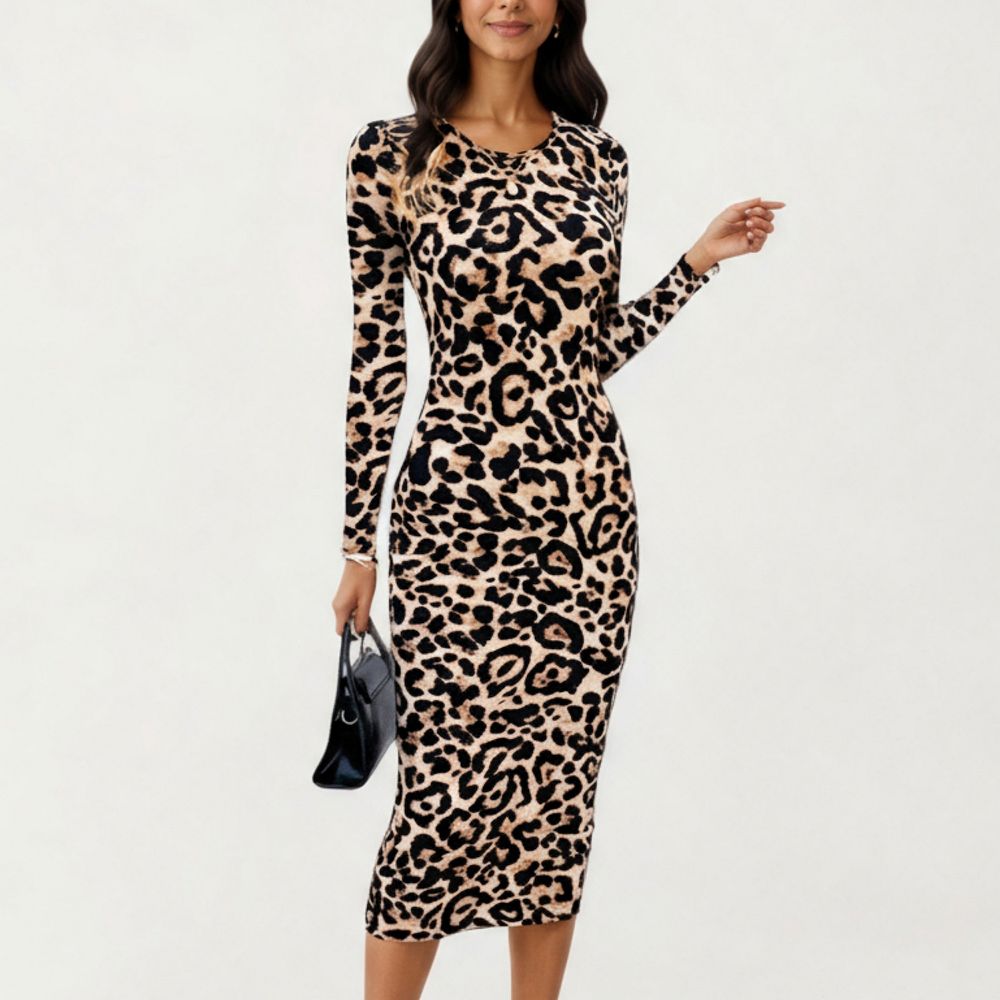 leopard bodycon dress long sleeve Off-shoulder Dress: Evening Gown Elevate your fashion game today Women's Summer Leopard Print Bodycon