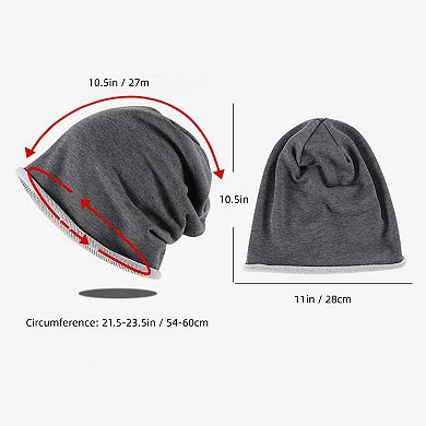 Women's Casual Slouch Beanie with Contrast Trim Edge