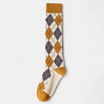 Women's 2 pc Set Classic Argyle Knit Crew Socks with Soft Stretch Ribbed Cuffs