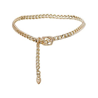 Women's Chain Belt with Buckle Detail and Long Drop Accent