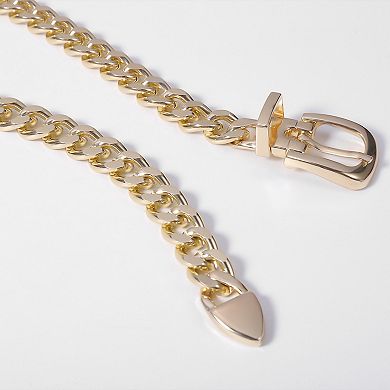 Women's Chain Belt with Buckle Detail and Long Drop Accent