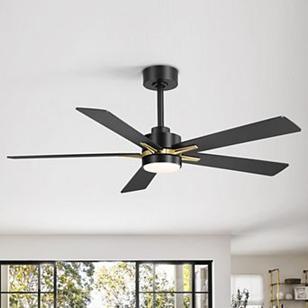 52-Inch Indoor Modern LED Ceiling Fan with 5 Plywood Blades, DC Motor, Remote Control, for Bedroom