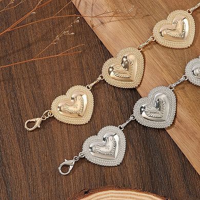 Women's Heart Chain Belt with Textured Linked Design and Adjustable Fit