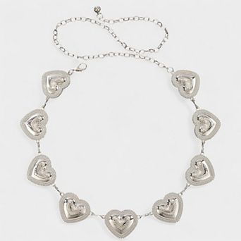 Women's Heart Chain Belt with Textured Linked Design and Adjustable Fit