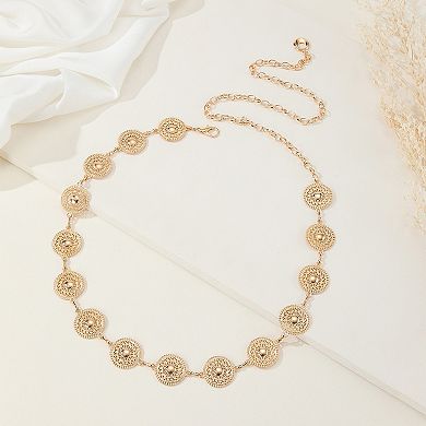 Women's Round Disc Chain Belt with Adjustable Link Closure