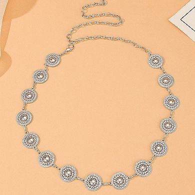 Women's Round Disc Chain Belt with Adjustable Link Closure