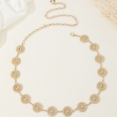 Women's Round Disc Chain Belt with Adjustable Link Closure