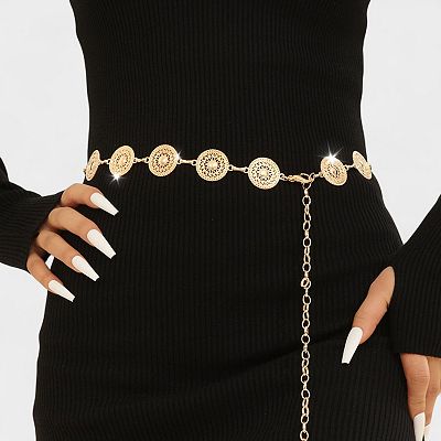Gold Circle Chain Belt for Women Curved Disc Waist Chain Adjustable 45 Inch Amazon.com: LKingel Pirate Body Chain Waist Chain Belt for  main image 3