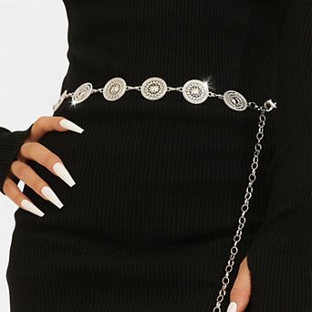 Women's Round Disc Chain Belt with Adjustable Link Closure