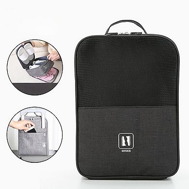 Travel Shoe Storage Bag with Mesh Panel and Dual Zipper Closure