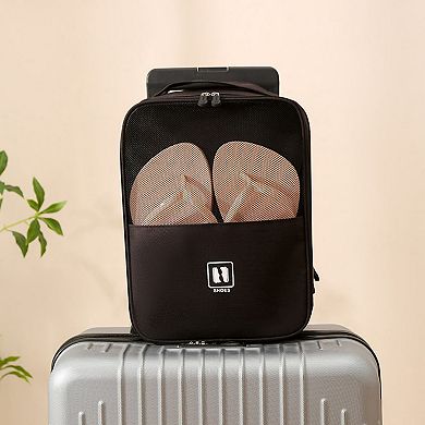 Travel Shoe Storage Bag with Mesh Panel and Dual Zipper Closure