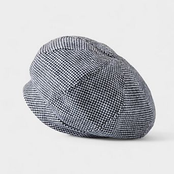 Women's Classic Houndstooth Wool Blend Newsboy Cap