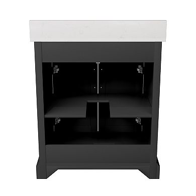 30'' W Fully Assembled Bathroom Vanity With Cultured Marble Sink,Soft-Close System,Easy Assembly