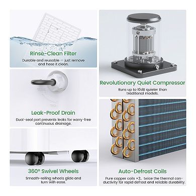 Dehumidifier for Basement & Home 2000 Sq. Ft Coverage, Ultra Quiet, Drain Hose In