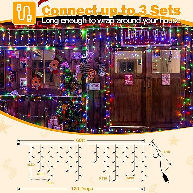 Ollny 720 LED 60ft Multicolor Christmas Icicle Lights