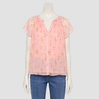 Women's LC Lauren Conrad Flutter Sleeve Button Front Top