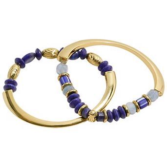 Emberly Gold Tone 2 pc Beaded Bracelet