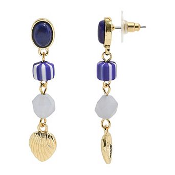 Emberly Gold Tone Ceramic Linear Drop Earrings